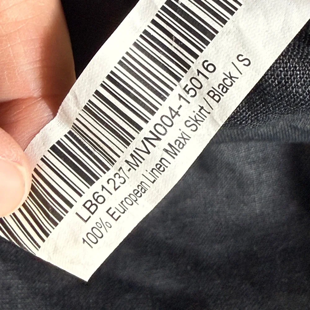 Quince 100% European Linen Maxi Skirt Black Side Slit Pockets Small MIVN004